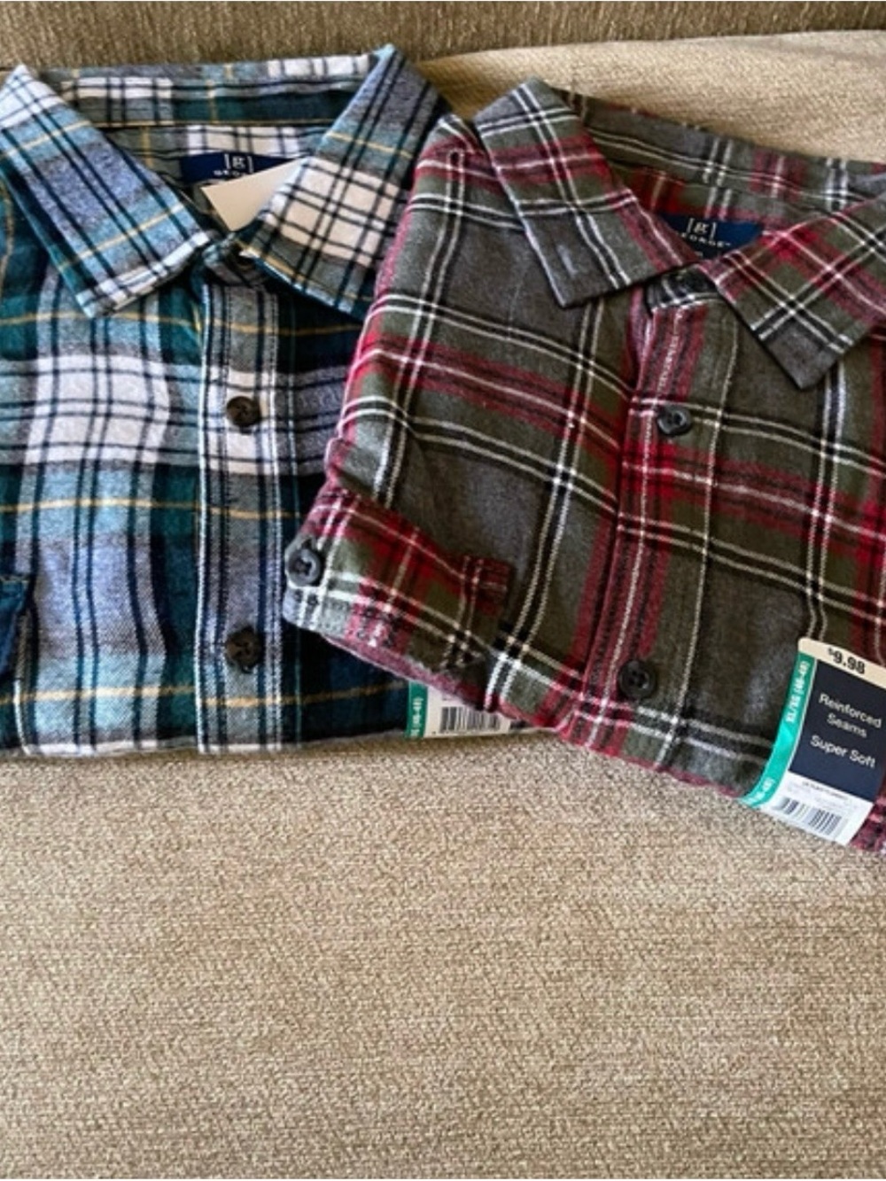 Men's Plaid Flannel Shirt - Blue and Red Options Lot of Two NWT